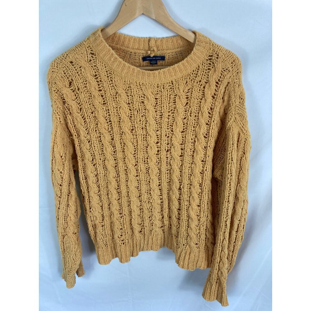American Eagle Yellow Soft Cable Knit Sweater Size Medium